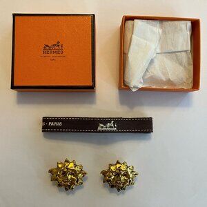 Hermès Sun Clip On Metal Earrings